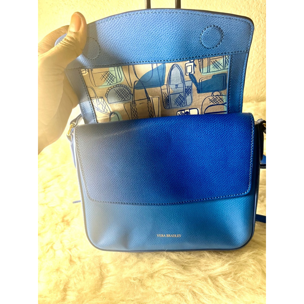 Vera Bradley Twice As Nice Crossbody Coastal Blue Genuine Leather Purse - Picture 4 of 12
